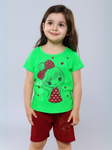 طقم أطفال قطعتين شورت + تيشيريت