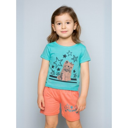 طقم أطفال قطعتين شورت + تيشيريت