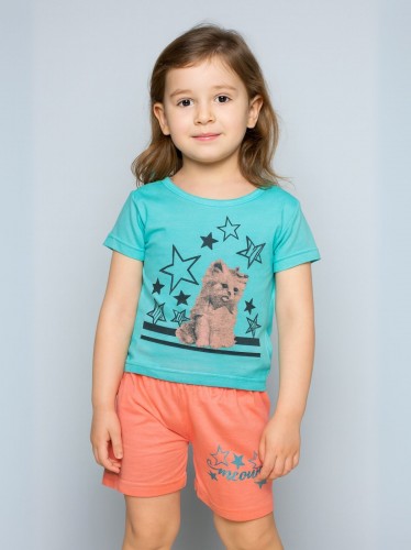 طقم أطفال قطعتين شورت + تيشيريت