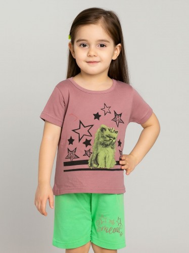 طقم أطفال قطعتين شورت + تيشيريت