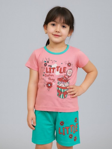 طقم أطفال قطعتين شورت + تيشيريت
