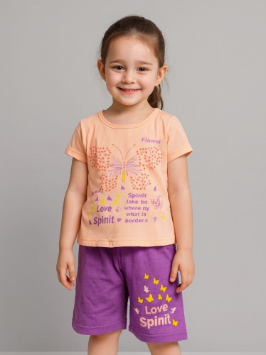 طقم أطفال قطعتين شورت + تيشيريت