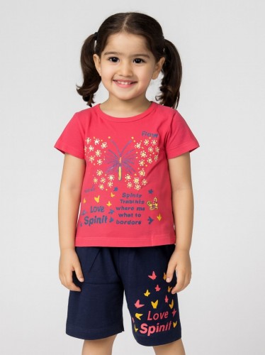 طقم أطفال قطعتين شورت + تيشيريت