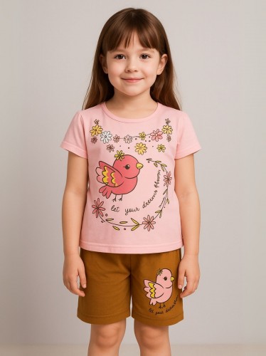 طقم أطفال قطعتين شورت + تيشيريت