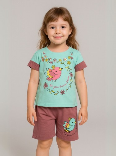 طقم أطفال قطعتين شورت + تيشيريت