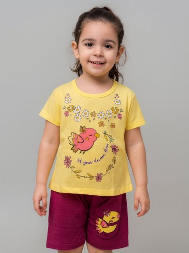 طقم أطفال قطعتين شورت + تيشيريت