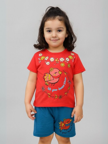 طقم أطفال قطعتين شورت + تيشيريت