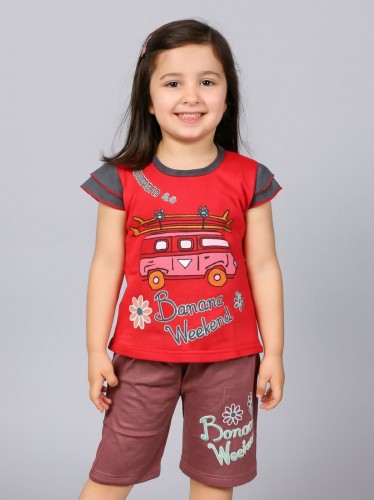 طقم أطفال قطعتين شورت + تيشيريت