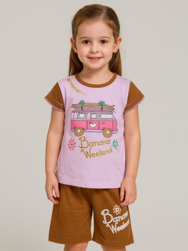 طقم أطفال قطعتين شورت + تيشيريت