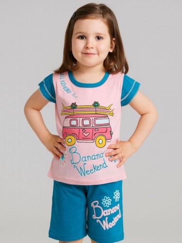 طقم أطفال قطعتين شورت + تيشيريت