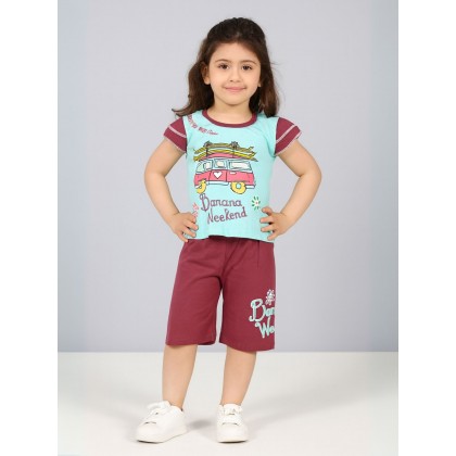طقم أطفال قطعتين شورت + تيشيريت