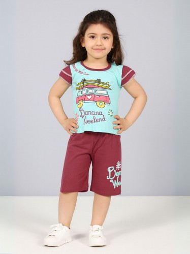 طقم أطفال قطعتين شورت + تيشيريت