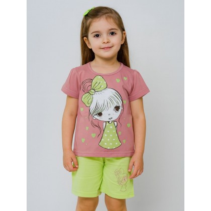 طقم أطفال قطعتين شورت + تيشيريت