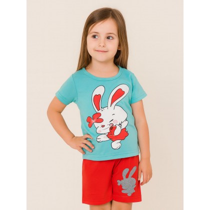 طقم أطفال قطعتين شورت + تيشيريت