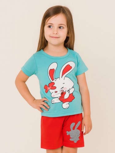 طقم أطفال قطعتين شورت + تيشيريت