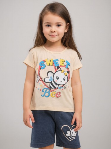 طقم أطفال بناتي تيشيرت + شورت