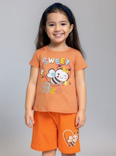 طقم أطفال بناتي تيشيرت + شورت