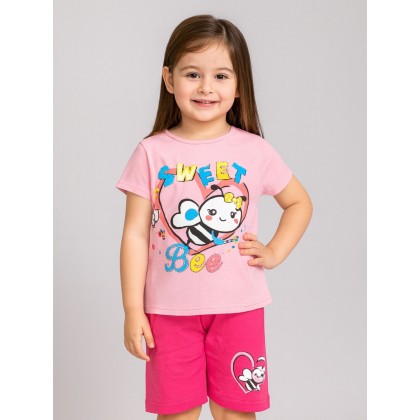 طقم أطفال بناتي تيشيرت + شورت