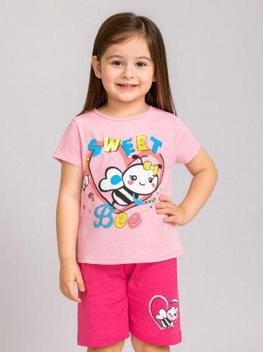 طقم أطفال بناتي تيشيرت + شورت