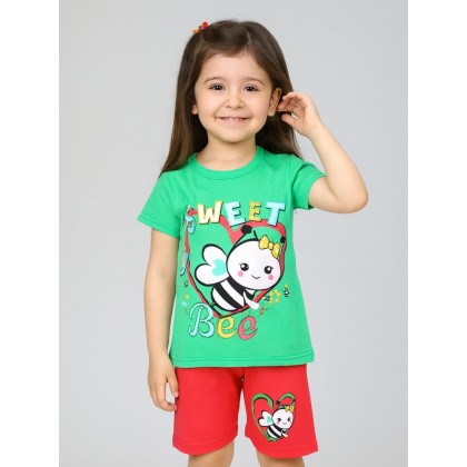 طقم أطفال بناتي تيشيرت + شورت