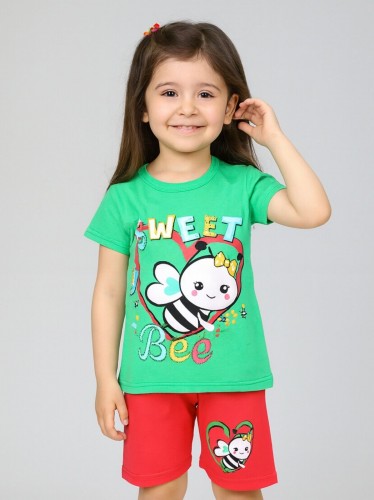 طقم أطفال بناتي تيشيرت + شورت