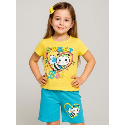 طقم أطفال بناتي تيشيرت + شورت