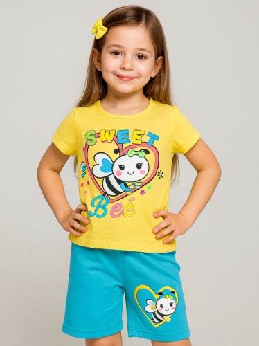 طقم أطفال بناتي تيشيرت + شورت