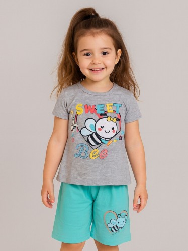 طقم أطفال بناتي تيشيرت + شورت