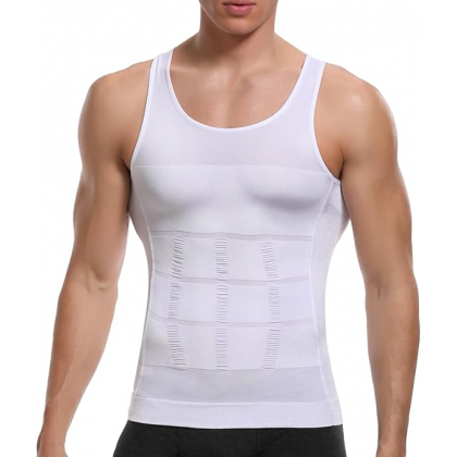 شباح للتنحيف وتشكيل الجسم للرجال لون أبيض - Shaper Slimming Undershirt
