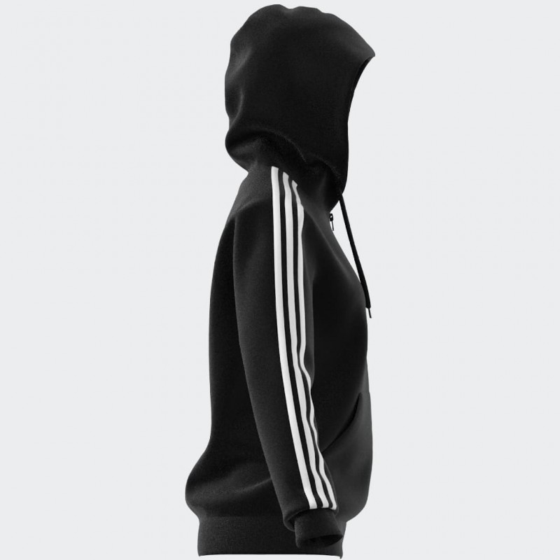 adidas Womens' Essentials 3-Stripes Full-Zip Fleece Hoodie - Black