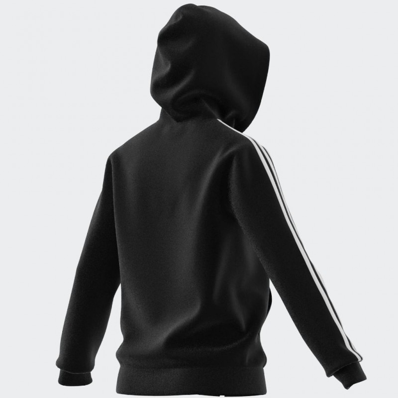 adidas Womens' Essentials 3-Stripes Full-Zip Fleece Hoodie - Black