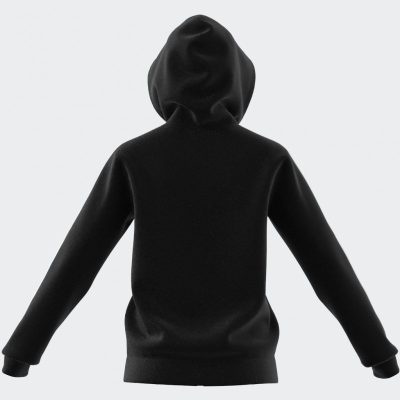 adidas Womens' Essentials 3-Stripes Full-Zip Fleece Hoodie - Black
