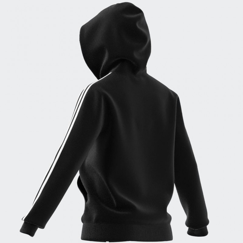 adidas Womens' Essentials 3-Stripes Full-Zip Fleece Hoodie - Black