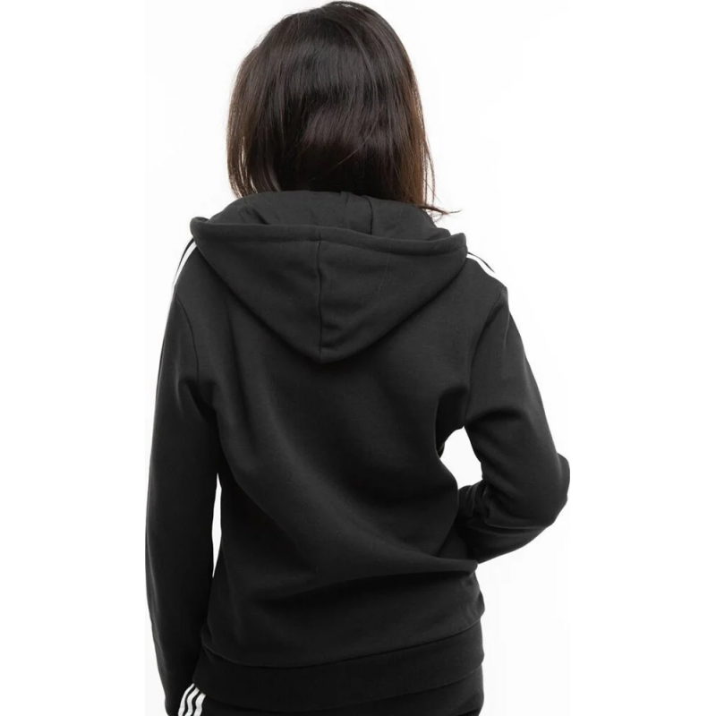adidas Womens' Essentials 3-Stripes Full-Zip Fleece Hoodie - Black