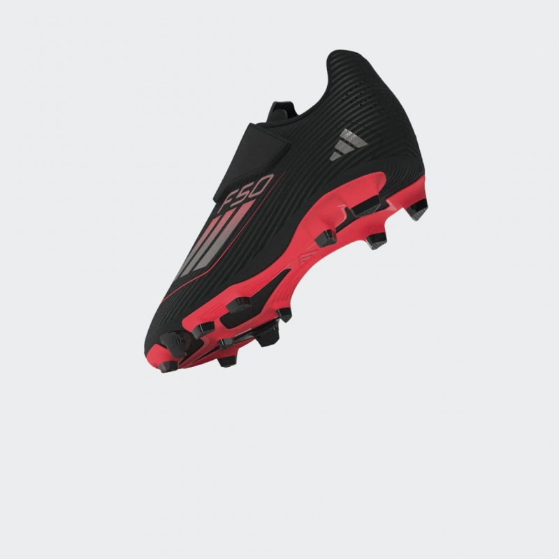 adidas Kids' F50 Club Hook-and-Loop Firm/Multi-Ground Boots - Black