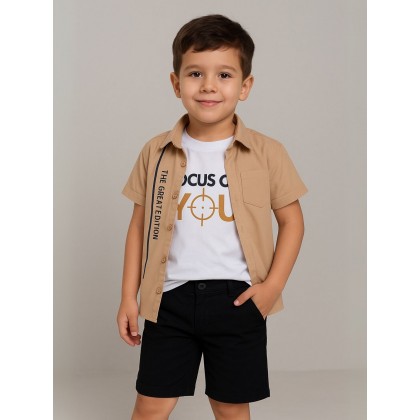 طقم ولادي ثلاث قطع شورت وبلوزه وقميص