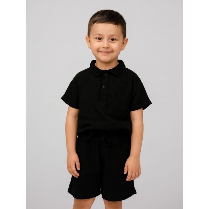 طقم ولادي قطعتين لون اسود