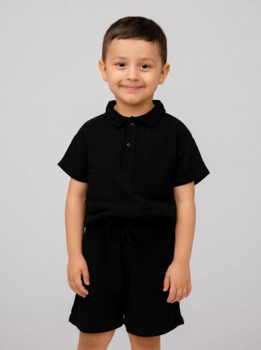 طقم ولادي قطعتين لون اسود