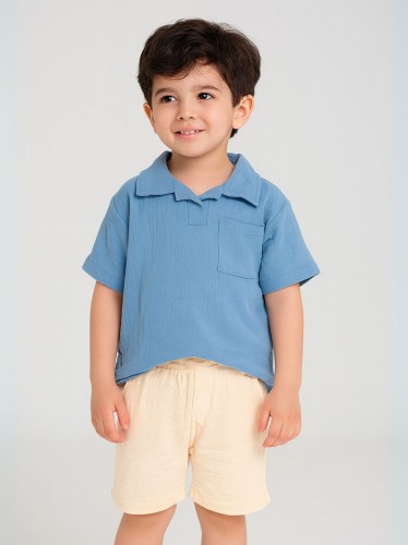 طقم ولادي قطعتين شورت وبلوزة