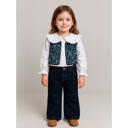 طقم بناتي 3 قطع كحلي