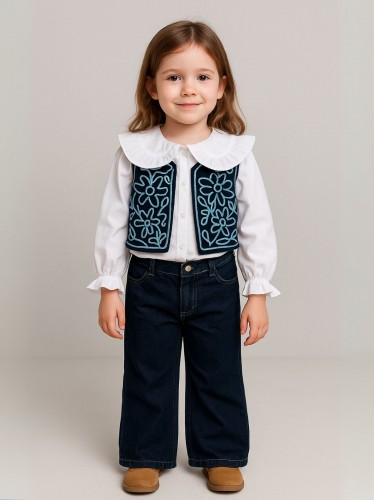 طقم بناتي 3 قطع كحلي