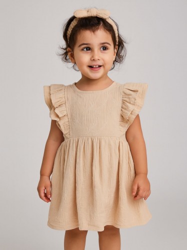 فستان بناتي لون بيج