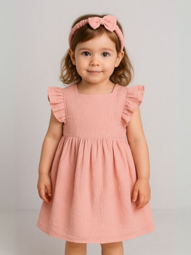 فستان بناتي لون زهري