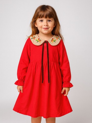 فستان بناتي لون أحمر