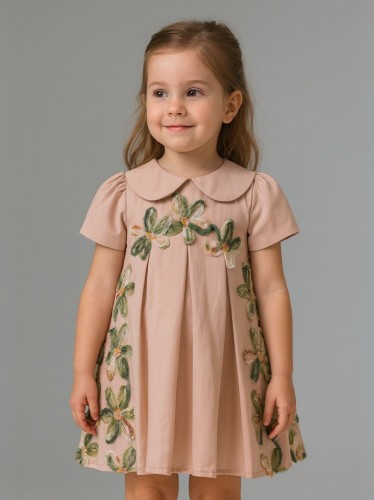 فستان بناتي لون زهري