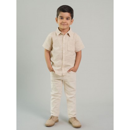 طقم ولادي بنطلون وقميص مخطط