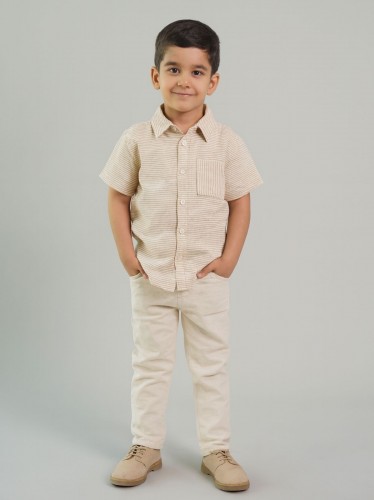 طقم ولادي بنطلون وقميص مخطط