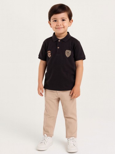 طقم ولادي أسود وبيج