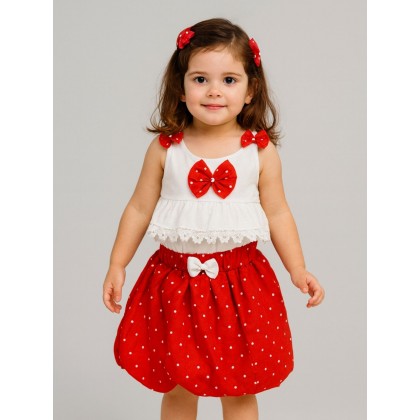 طقم بناتي قطعتين بلوزة وتنورة