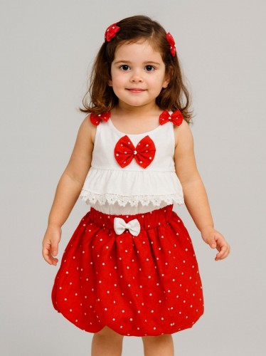 طقم بناتي قطعتين بلوزة وتنورة